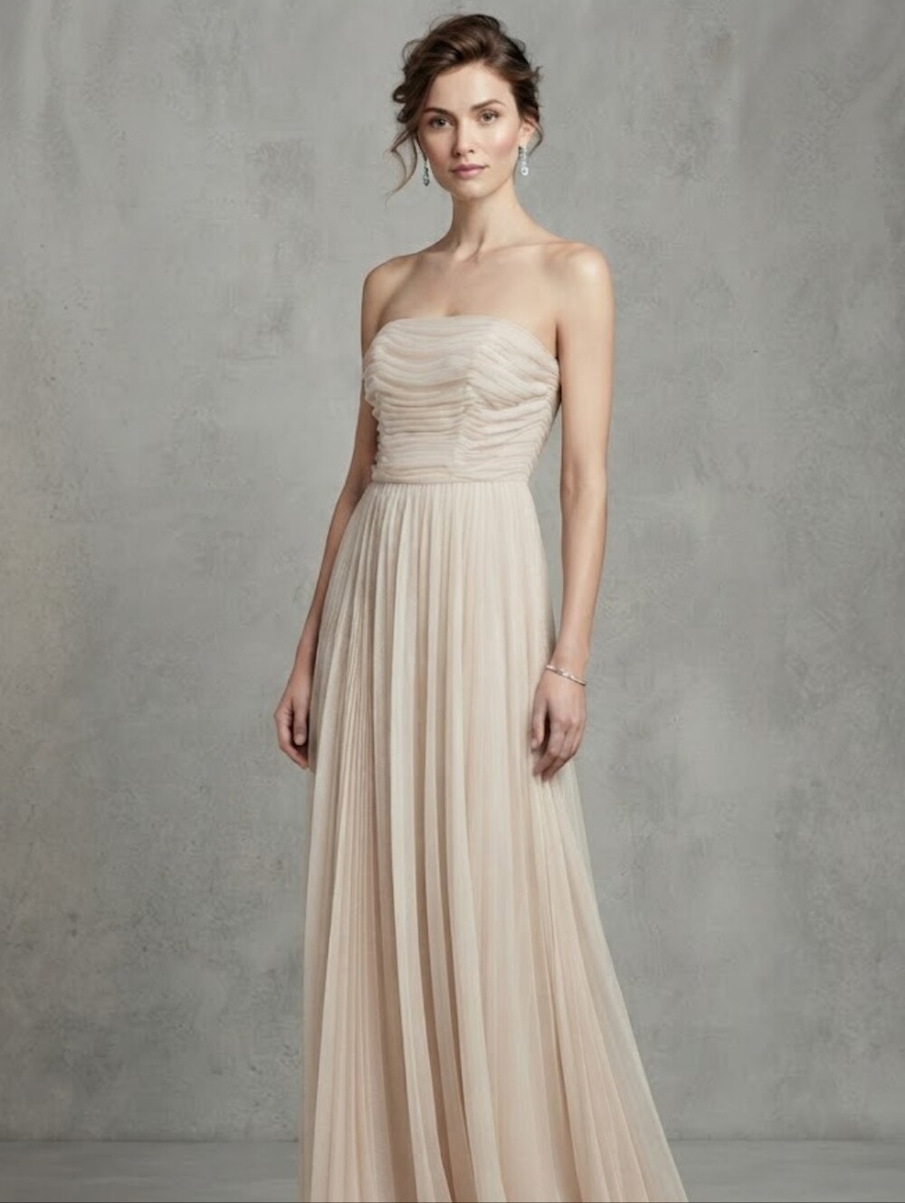 Asos Bridal Cream & Gold Strapless Gown 2